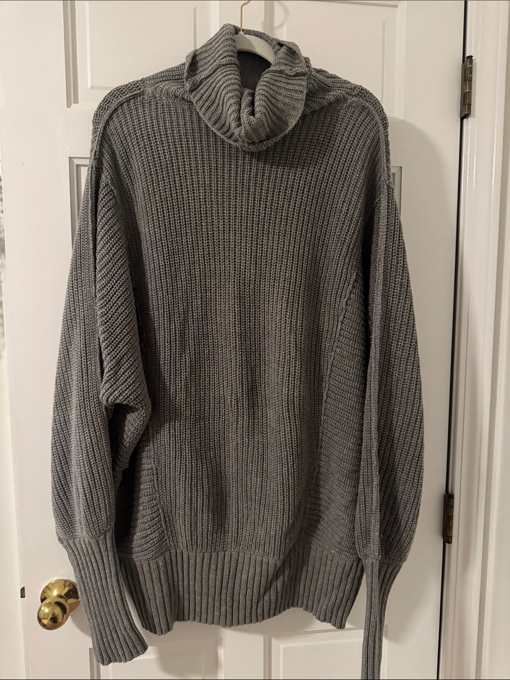 Free People Gray Ribbed oversized Turtleneck Sweater